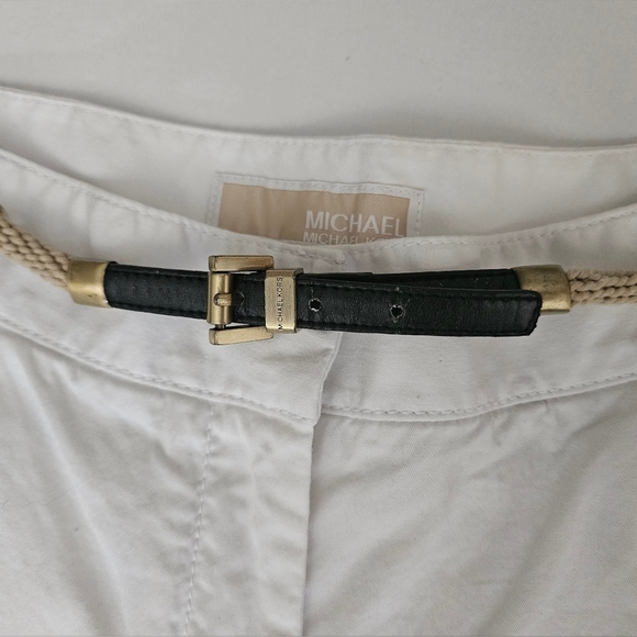 Michael kors white roll up shorts with belt size 4 - Picture 3 of 10